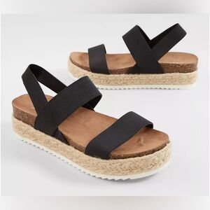 Madden Girl Black Platform Espadrille Sandals
